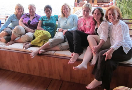 Group on boat in Kerala